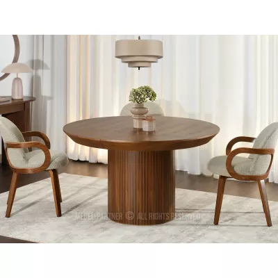 Runder Ausziehtisch 130 (180) x 130 cm, Eberesche - Walnuss