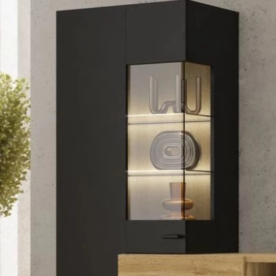 Wohnwand NIKOL – schwarzer Onyx / Wotan-Eiche