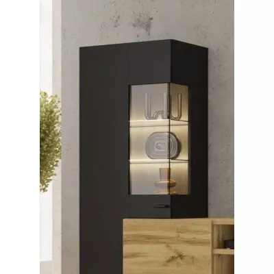 Wohnwand NIKOL – schwarzer Onyx / Wotan-Eiche