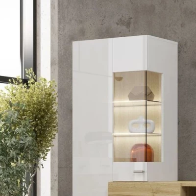 Wohnwand NIKOL – weiß / weiß glänzend / Wotan