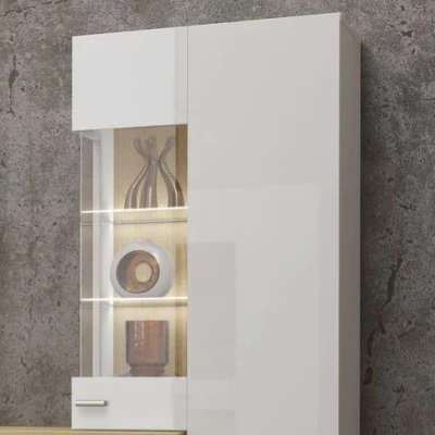 Wohnwand NIKOL – weiß / weiß glänzend / Wotan