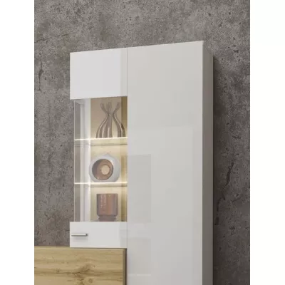 Wohnwand NIKOL – weiß / weiß glänzend / Wotan