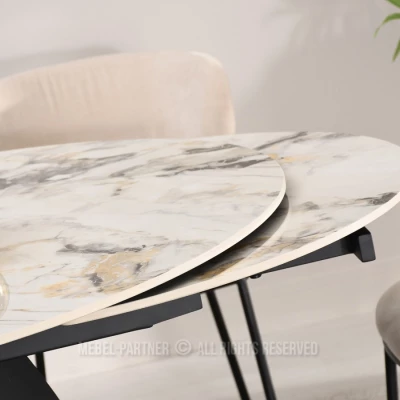 BAWER Designer-Esstisch – grauer Marmor / schwarz