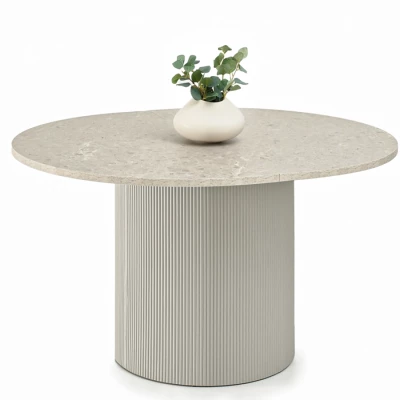 Ausziehbarer Designertisch 140(180)x120 LARSON - grauer Marmor / grau