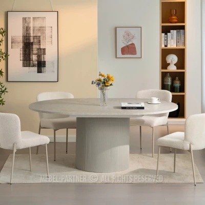 Ausziehbarer Designertisch 140(180)x120 LARSON - grauer Marmor / grau