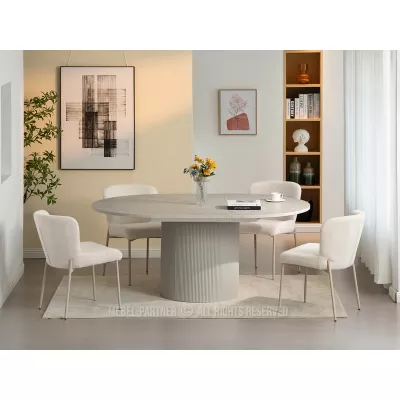 Ausziehbarer Designertisch 140(180)x120 LARSON - grauer Marmor / grau