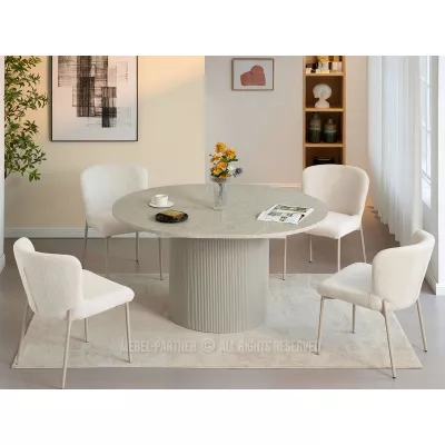 Ausziehbarer Designertisch 140(180)x120 LARSON - grauer Marmor / grau