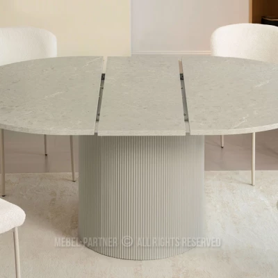 Ausziehbarer Designertisch 140(180)x120 LARSON - grauer Marmor / grau
