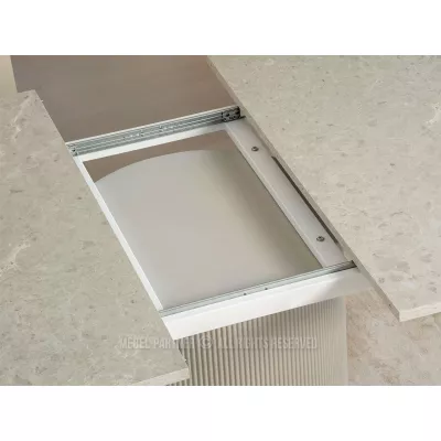 Ausziehbarer Designertisch 140(180)x120 LARSON - grauer Marmor / grau