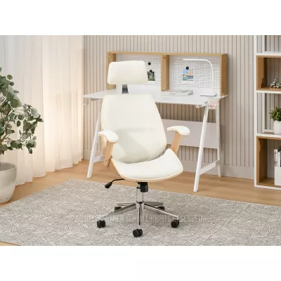 EVALISA Bürostuhl – Eiche / Creme / Chrom
