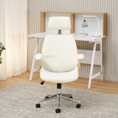 EVALISA Bürostuhl – Eiche / Creme / Chrom