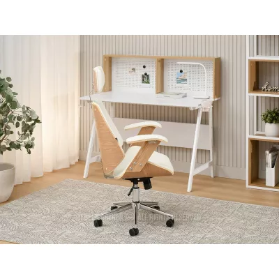 EVALISA Bürostuhl – Eiche / Creme / Chrom