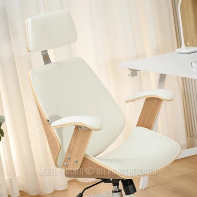 EVALISA Bürostuhl – Eiche / Creme / Chrom
