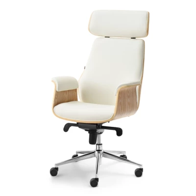 Bürostuhl BLANDINA – Creme/Eiche/Chrom