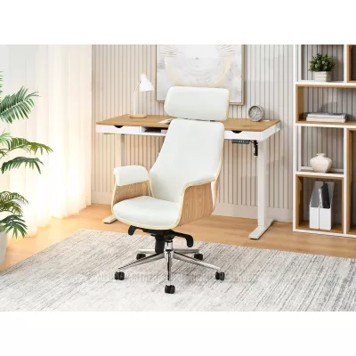 Bürostuhl BLANDINA – Creme/Eiche/Chrom