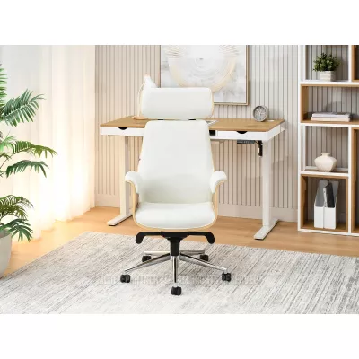 Bürostuhl BLANDINA – Creme/Eiche/Chrom