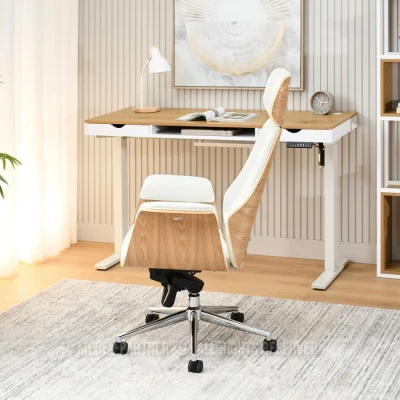 Bürostuhl BLANDINA – Creme/Eiche/Chrom