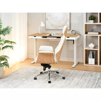 Bürostuhl BLANDINA – Creme/Eiche/Chrom
