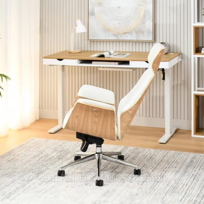 Bürostuhl BLANDINA – Creme/Eiche/Chrom