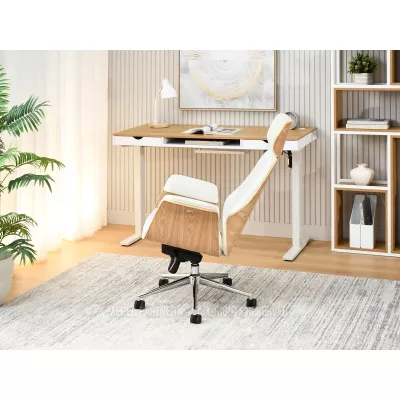 Bürostuhl BLANDINA – Creme/Eiche/Chrom