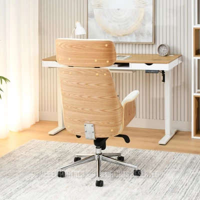 Bürostuhl BLANDINA – Creme/Eiche/Chrom