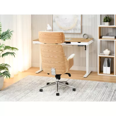 Bürostuhl BLANDINA – Creme/Eiche/Chrom