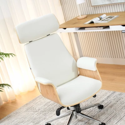 Bürostuhl BLANDINA – Creme/Eiche/Chrom