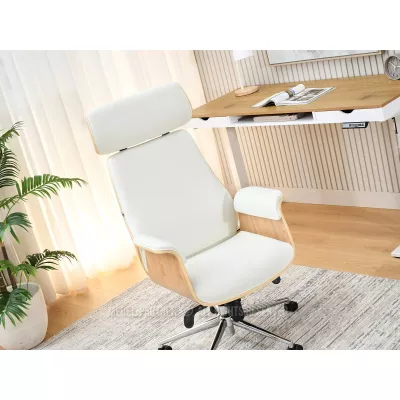 Bürostuhl BLANDINA – Creme/Eiche/Chrom