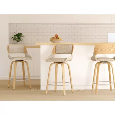 Drehbarer Barhocker ZULFA – Eiche/Beige