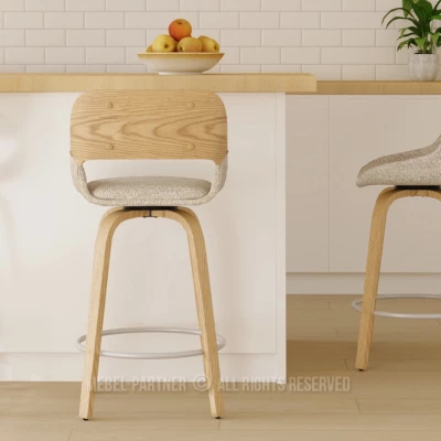Drehbarer Barhocker ZULFA – Eiche/Beige