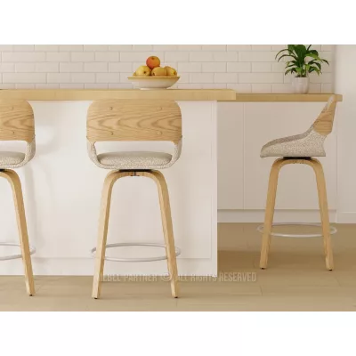 Drehbarer Barhocker ZULFA – Eiche/Beige