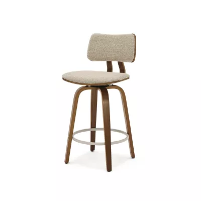 Drehbarer Barhocker IBELINA – Walnuss/Beige