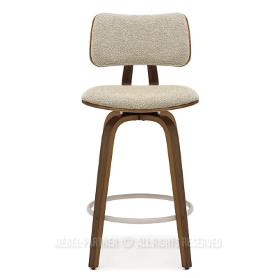 Drehbarer Barhocker IBELINA – Walnuss/Beige