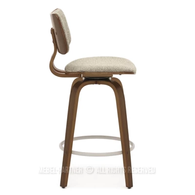 Drehbarer Barhocker IBELINA – Walnuss/Beige