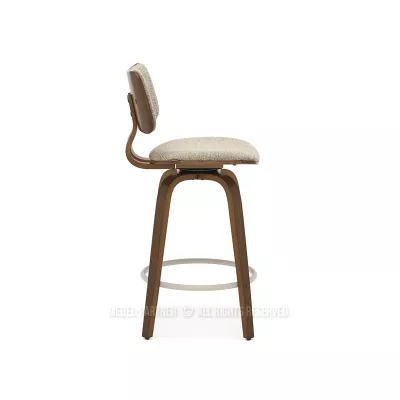 Drehbarer Barhocker IBELINA – Walnuss/Beige