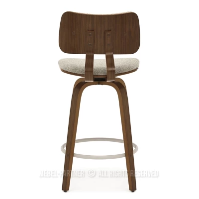 Drehbarer Barhocker IBELINA – Walnuss/Beige