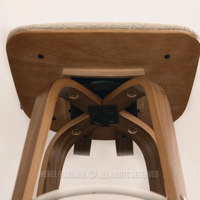 Drehbarer Barhocker IBELINA – Walnuss/Beige
