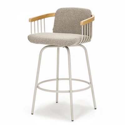 Eleganter Barhocker SIDRA – Dunkelbeige/Eiche