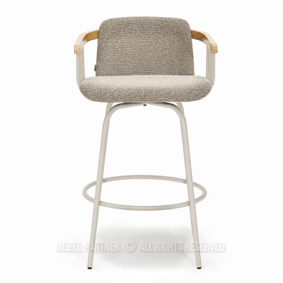 Eleganter Barhocker SIDRA – Dunkelbeige/Eiche