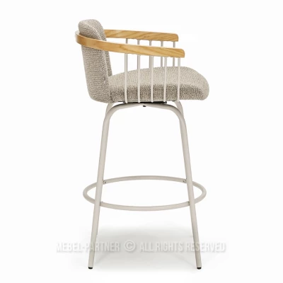 Eleganter Barhocker SIDRA – Dunkelbeige/Eiche