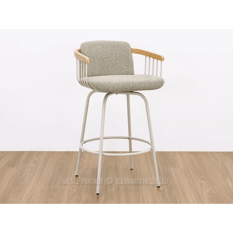 Eleganter Barhocker SIDRA – Dunkelbeige/Eiche