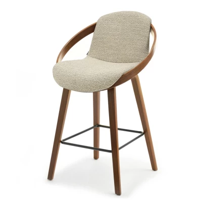 Designer-Barstuhl HODA – Walnuss/Beige