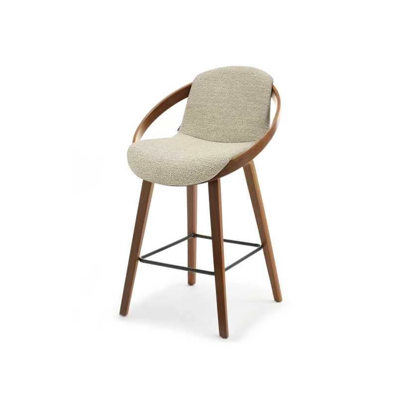 Designer-Barstuhl HODA – Walnuss/Beige