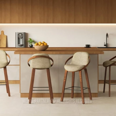 Designer-Barstuhl HODA – Walnuss/Beige