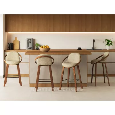 Designer-Barstuhl HODA – Walnuss/Beige