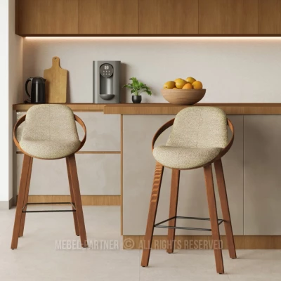 Designer-Barstuhl HODA – Walnuss/Beige