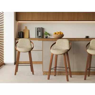 Designer-Barstuhl HODA – Walnuss/Beige