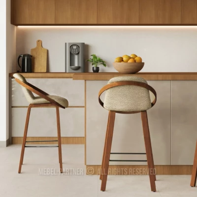 Designer-Barstuhl HODA – Walnuss/Beige