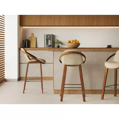 Designer-Barstuhl HODA – Walnuss/Beige