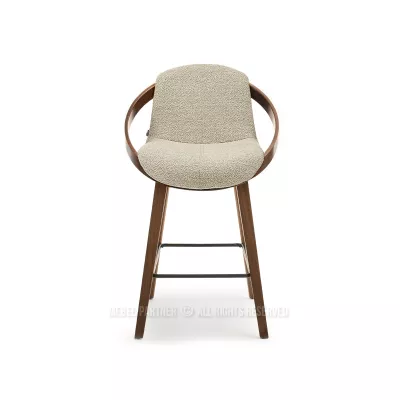 Designer-Barstuhl HODA – Walnuss/Beige